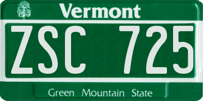 VT license plate ZSC725