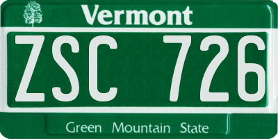 VT license plate ZSC726