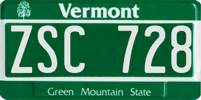 VT license plate ZSC728