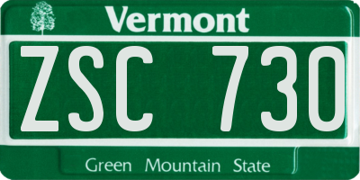 VT license plate ZSC730