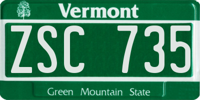 VT license plate ZSC735