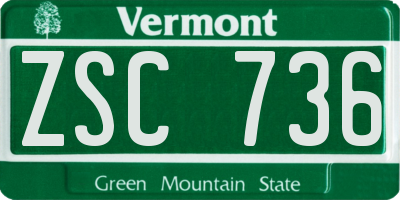 VT license plate ZSC736