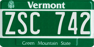 VT license plate ZSC742