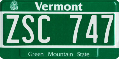 VT license plate ZSC747
