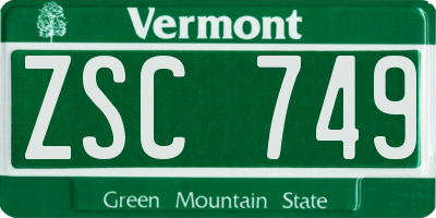 VT license plate ZSC749