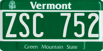 VT license plate ZSC752