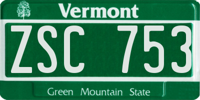 VT license plate ZSC753
