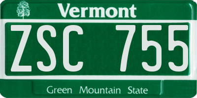 VT license plate ZSC755