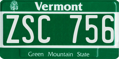 VT license plate ZSC756