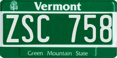 VT license plate ZSC758