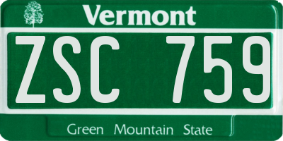 VT license plate ZSC759