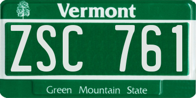 VT license plate ZSC761