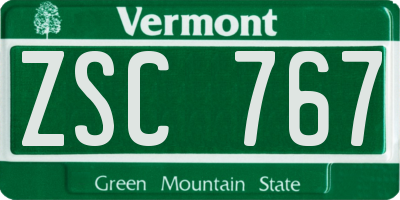 VT license plate ZSC767