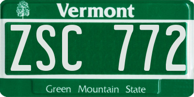 VT license plate ZSC772