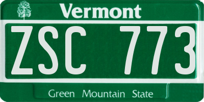 VT license plate ZSC773