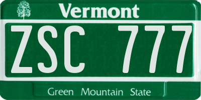 VT license plate ZSC777