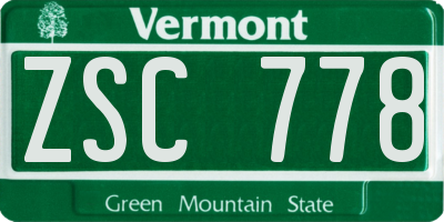 VT license plate ZSC778