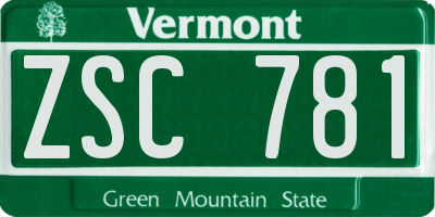 VT license plate ZSC781