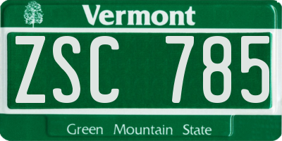 VT license plate ZSC785