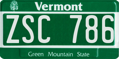 VT license plate ZSC786
