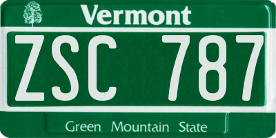 VT license plate ZSC787