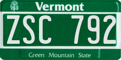 VT license plate ZSC792
