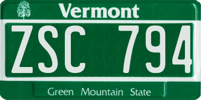 VT license plate ZSC794