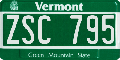 VT license plate ZSC795