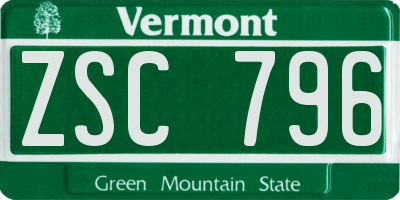 VT license plate ZSC796