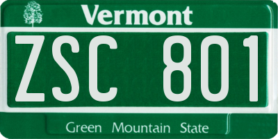 VT license plate ZSC801