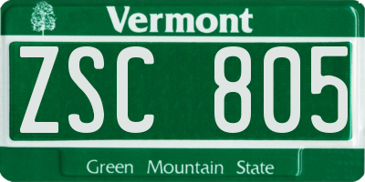 VT license plate ZSC805