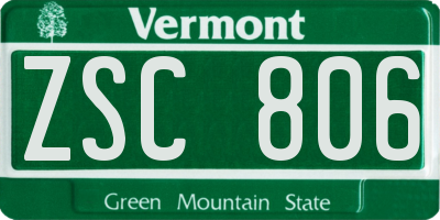 VT license plate ZSC806