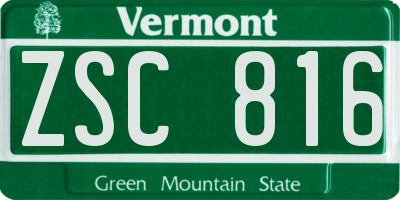 VT license plate ZSC816