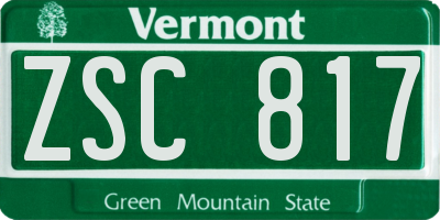 VT license plate ZSC817