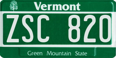 VT license plate ZSC820