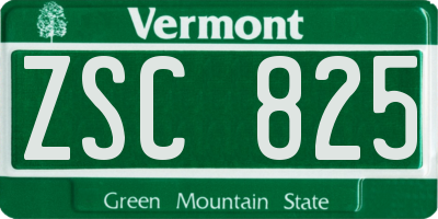 VT license plate ZSC825