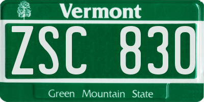 VT license plate ZSC830