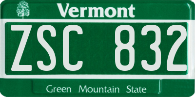 VT license plate ZSC832
