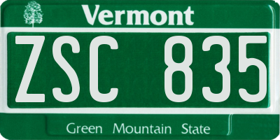 VT license plate ZSC835