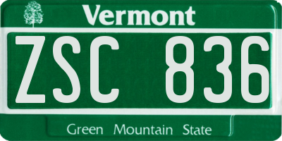 VT license plate ZSC836