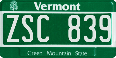 VT license plate ZSC839
