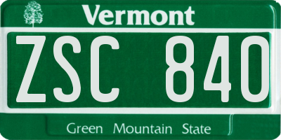 VT license plate ZSC840