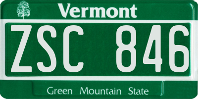 VT license plate ZSC846