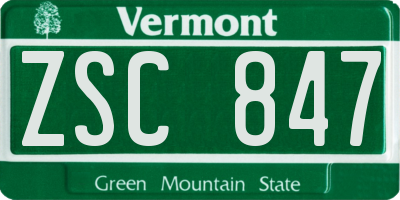 VT license plate ZSC847