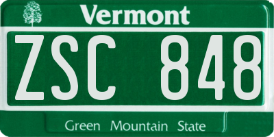 VT license plate ZSC848