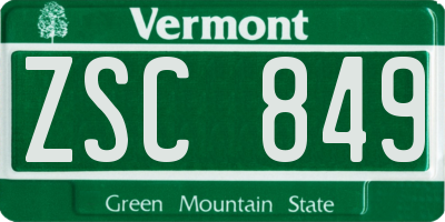 VT license plate ZSC849