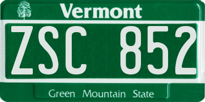 VT license plate ZSC852