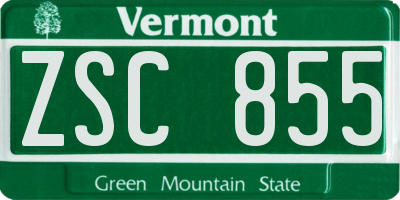 VT license plate ZSC855