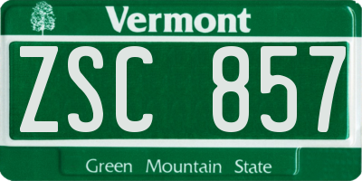 VT license plate ZSC857