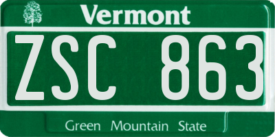 VT license plate ZSC863